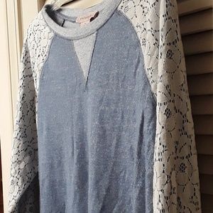 Philosophy Lilac Blue Lace Boho Pullover Sweater M